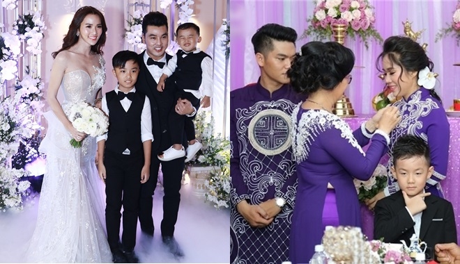 Phản ứng cực đáng yêu của con sao Việt khi xuất hiện trong đám cưới của ba mẹ