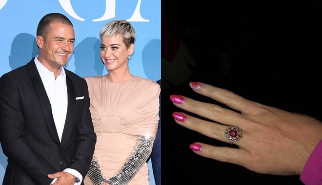 Ra mà xem, nhẫn kim cương lấp lánh trên tay, Katy Perry và Orlando Bloom đính hôn thật rồi