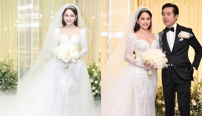 Cận cảnh váy cưới cầu kỳ "2 trong 1" của Sara Lưu trong ngày trọng đại