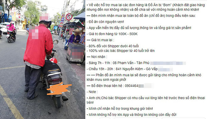 Nhóm bạn trẻ tại Sài Gòn hỗ trợ mua lại đồ ăn từ tài xế bị bom hàng tặng người khó khăn