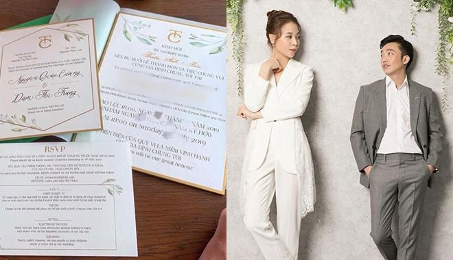 Cường Đô La - Đàm Thu Trang hé lộ thiệp cưới, yêu cầu không mang theo trẻ em dưới 5 tuổi