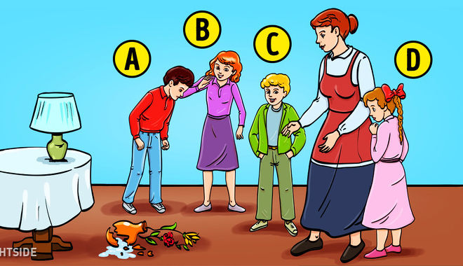 Bạn nghĩ ai đã làm vỡ bình hoa? Nếu chọn C, bạn có trực giác cực tốt và có tài lãnh đạo
