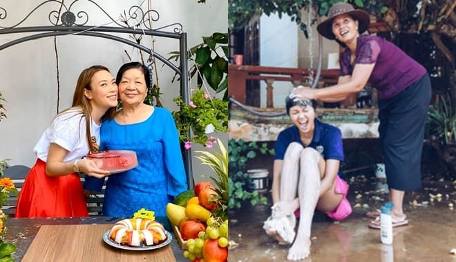 Có là sao hạng A thì Mỹ Tâm, H'Hen Niê vẫn bé bỏng trong vòng tay mẹ