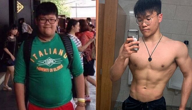 Cậu bạn từ 97kg trở thành trai 6 múi cơ bắp khiến các chị em mê mẩn