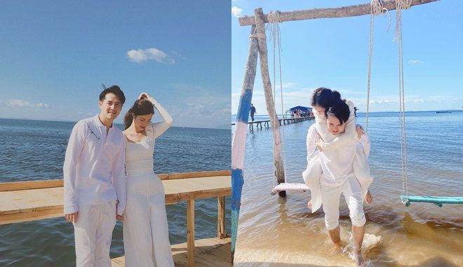 Vợ chồng son Đông Nhi - Ông Cao Thắng khoe ảnh tình cảm trên bãi biển