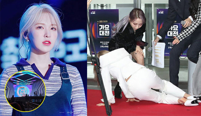 Wendy ngã từ độ cao 2m, Solar té trên thảm đỏ tại SBS Gayo Daejun