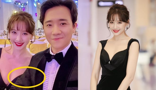Hari Won gặp khó khăn khi diện váy hở "bạo" nhưng đã có Trấn Thành lo