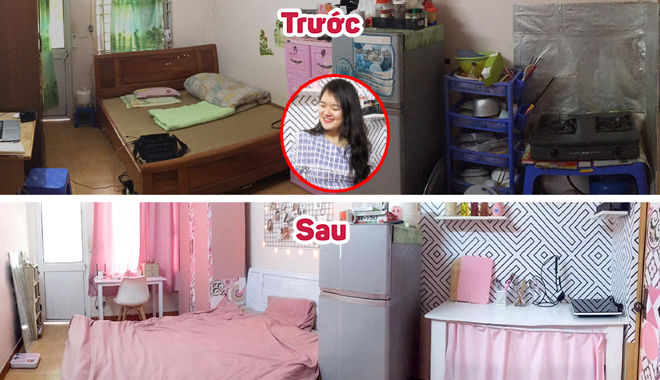 Tốn 6 triệu, cô gái biến phòng trọ cũ thành không gian toàn màu hồng  