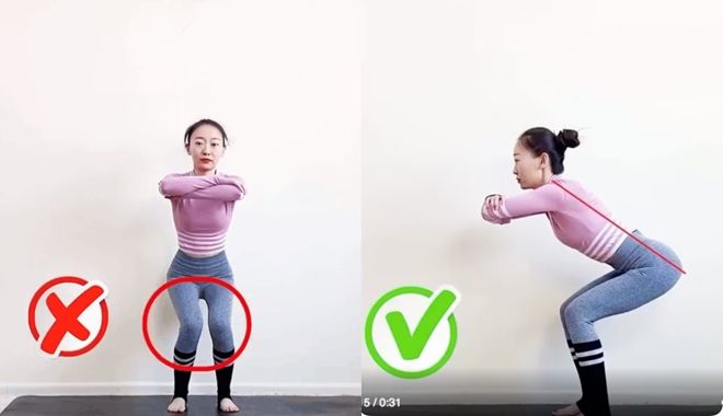 Sai lầm khi squat: lưng cong, đầu gối lệch, không thành đường thẳng