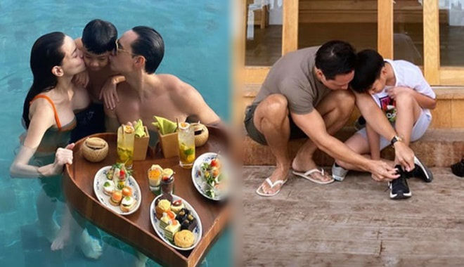 Hà Hồ đăng ảnh gia đình, Kim Lý gây sốt khi chăm sóc Subeo chu đáo