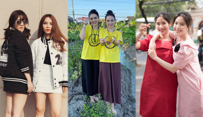 Phong cách diện đồ đôi của chị em sao Việt: Nam Anh - Nam Em trẻ trung