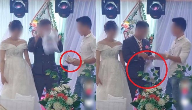Bạn thân mừng cưới nguyên cọc tiền lẻ, chú rể lấy bịch nilon ra "hứng"