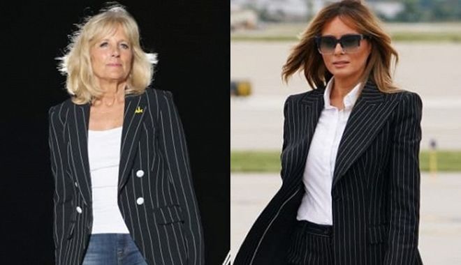 Ở thế đối đầu: Melania Trump và Jill Biden lại giống hệt gu thời trang