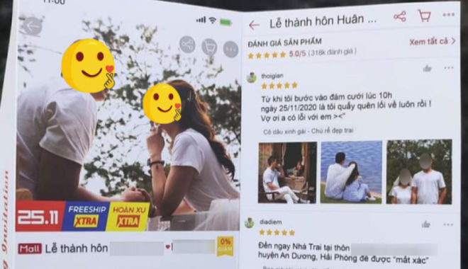 Rần rần tấm thiệp cưới như trang thương mại điện tử của cặp đôi 9X
