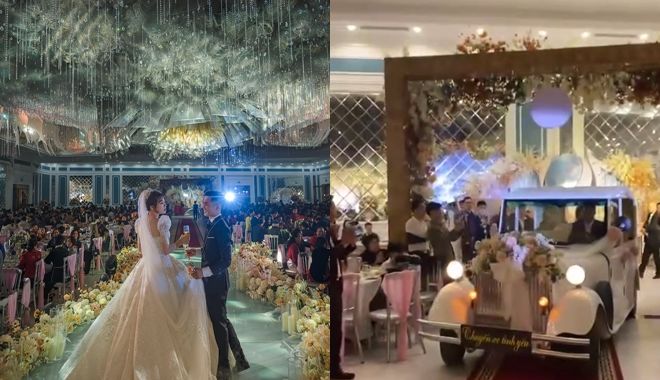Đám cưới "khủng" ở Bắc Ninh: Sảnh cưới 30 tỷ, lái xe sang vào lễ đường