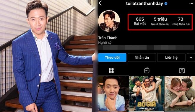 Trấn Thành khoe lượt theo dõi khủng, xứng danh: "Ông hoàng MXH"