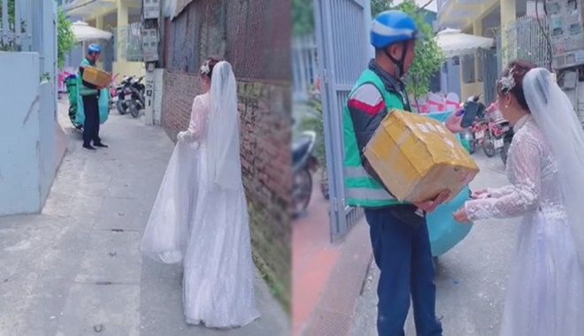 Khách mua có tâm: Cô dâu đang làm lễ hỏi vẫn bỏ chú rể ra nhận hàng