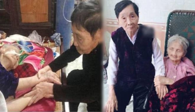 Thăm chị 103 tuổi, cụ 100 tuổi giàn giụa nước mắt vừa hát cho chị nghe