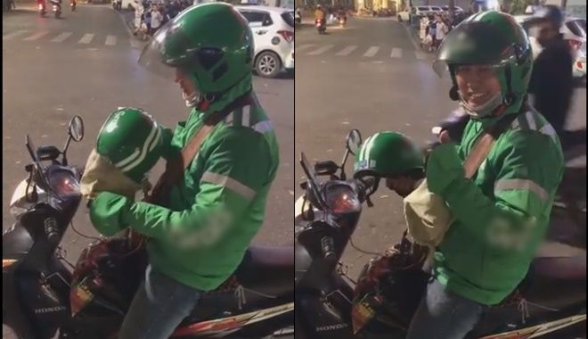 Anh tài xế xe công nghệ có tâm: Cẩn thận bọc nón bảo hiểm cho khách