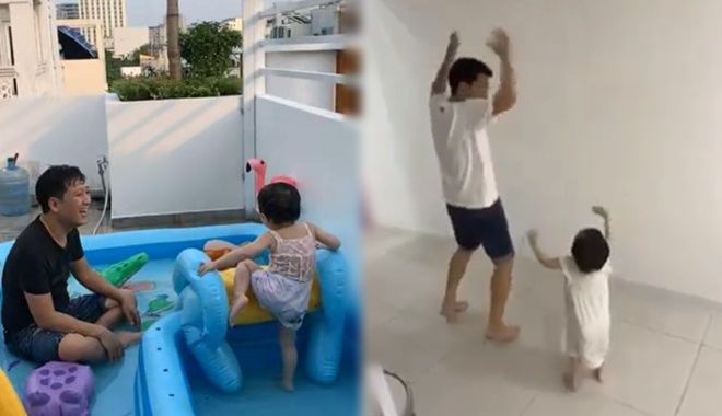 Cứ cuối tuần Trường Giang lại “xả vai" để chăm con khiến fan thích thú