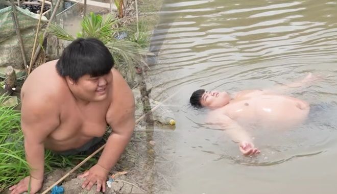 Chàng trai nặng nhất Việt Nam có khả năng tự nổi trên mặt nước 