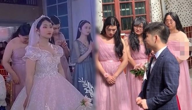 Không tìm đủ người, cô dâu gọi luôn 3 cậu bạn thân đến làm phù dâu 