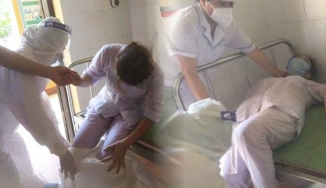 Rơi nước mắt trước hình ảnh nữ nhân viên y tế kiệt sức, ngất xỉu