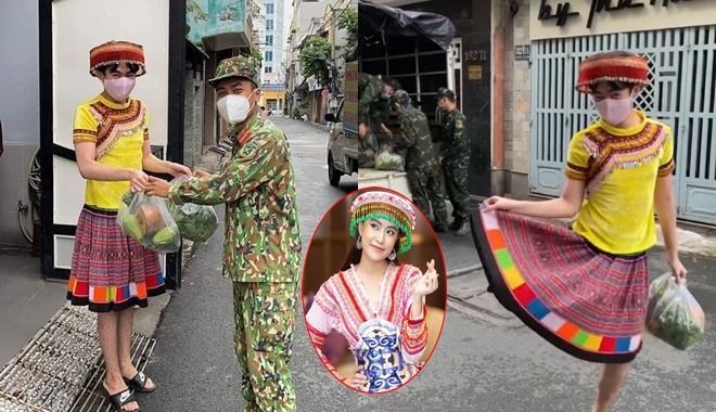 Đang đi phát lương thực, anh bộ đội gặp ngay "cô Mị Hoàng Thuỳ Linh" 