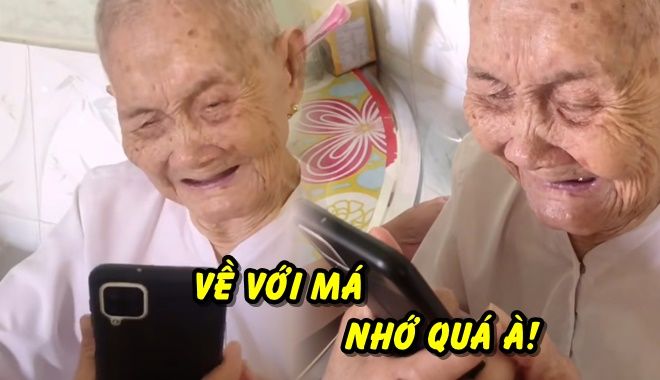 Mẹ già 105 tuổi mếu máo nhắn con gái ở xa: "Về với má, nhớ quá hà"