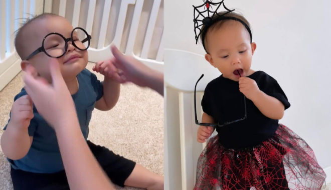 2 em bé chơi Halloween sớm nhất: Lisa hoá nhền nhện, Leon làm giáo sư