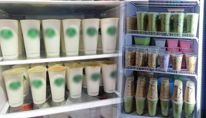 Tủ lạnh trữ đầy trà sữa full topping size bự: Định uống thay cơm?