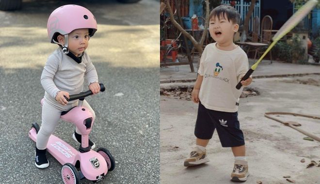 Nhóc tỳ Vbiz yêu thể thao từ bé: Lisa - Leon mê xe đạp