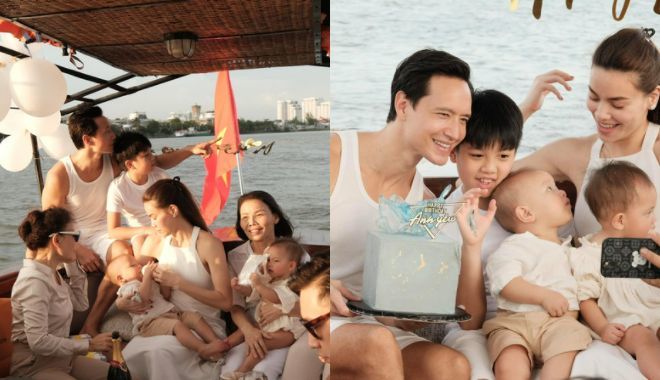 Sinh nhật Kim Lý: Subeo tình cảm trong vòng tay bố dượng