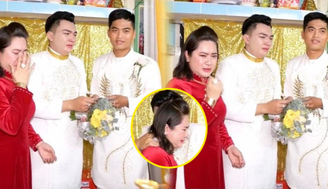 Xúc động người mẹ bật khóc trong đám cưới: Chỉ cần con được hạnh phúc