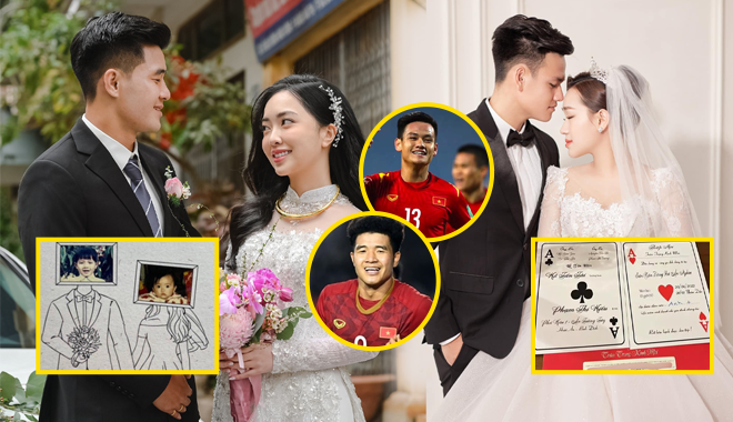 Thiệp cưới độc đáo của hội cầu thủ: vợ Đức Chinh tự vẽ quá ấn tượng