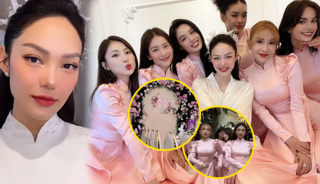 Dàn phụ dâu trong đám cưới Minh Hằng: Diện áo dài hồng quẩy TikTok