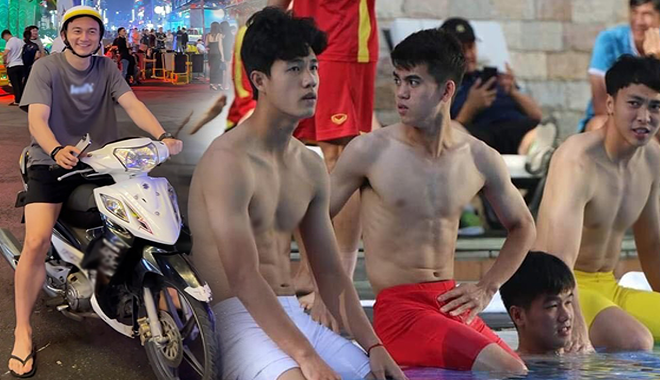 Góc đã con mắt: Các cầu thủ Việt Nam kéo nhau đi bơi khoe "múi"