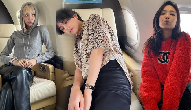 Idol đi máy bay hạng thương gia: Lisa, V (BTS) ngầu theo cách riêng