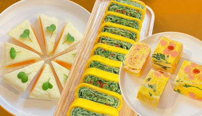 Nàng vợ khéo tay biến món trứng nhàm chán thành trứng cuộn ngũ sắc 