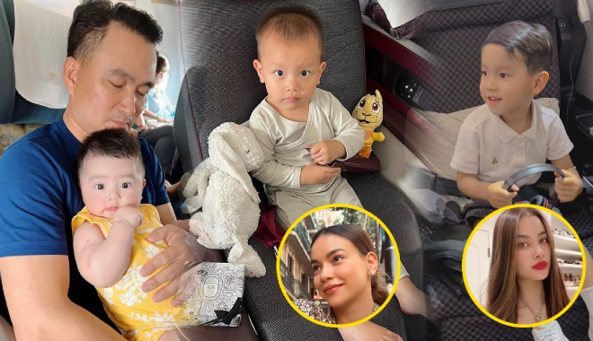 Nhóc tỳ hot nhất Vbiz đi máy bay: Cậu út Leon khiến fan đổ gục