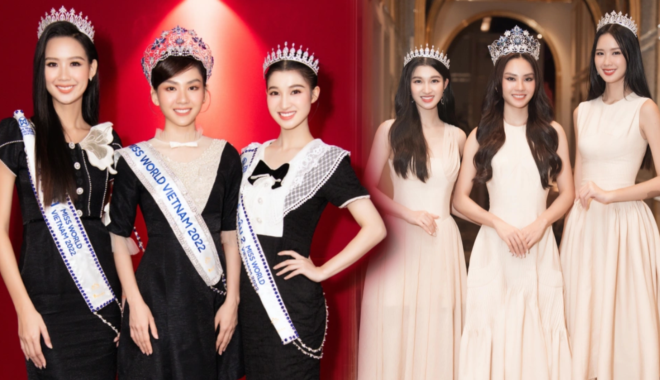 Những bộ cánh đồng điệu của Top 3 Miss World Vietnam sau đăng quang