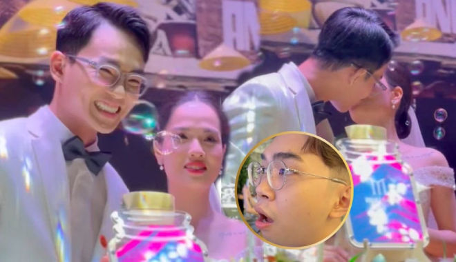 Minh Dự nhắn nhủ hài hước khi thấy vợ chồng Anh Tú hôn nhau ở đám cưới