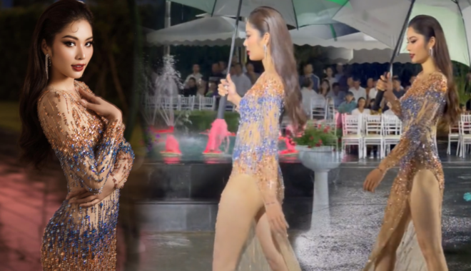 Lệ Nam che dù catwalk dưới mưa: Sàn như "tàng hình" vẫn sải bước đỉnh