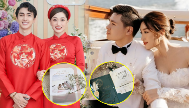 Đọ thiệp cưới Hoa, Á hậu Việt: Đỗ Mỹ Linh chọn màu xanh tinh tế