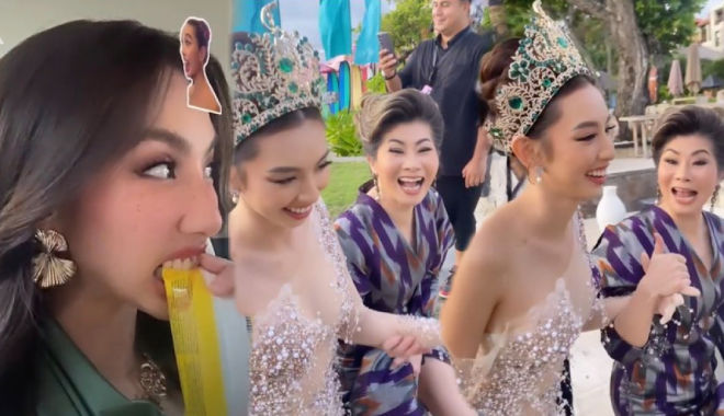 Hoa hậu Thùy Tiên được bà Teresa cưng chiều, bóc kem cho "con gái"