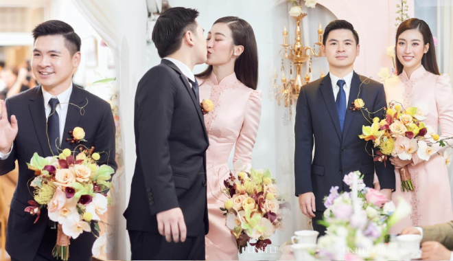 Khoảnh khắc đón dâu Hoa hậu Đỗ Mỹ Linh: Chú rể không ngại hôn cô dâu 