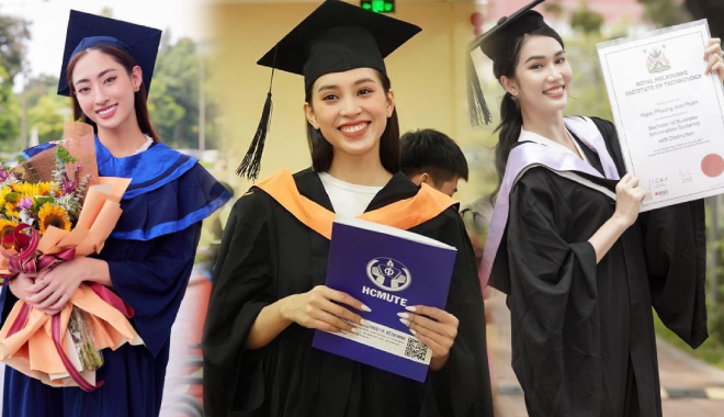Khoảnh khắc nhận bằng tốt nghiệp của các Hoa - Á hậu Việt