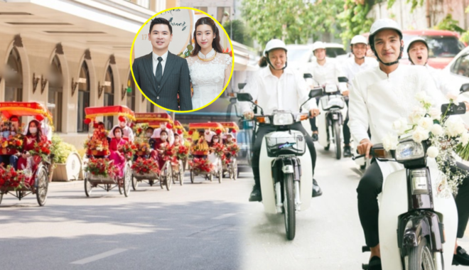 Phương tiện rước dâu độc lạ trong đám cưới sao Việt: Có cả xích lô