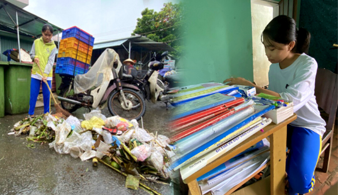 Nữ sinh vừa học vừa làm lao công quét chợ đỗ cùng lúc 3 trường đại học