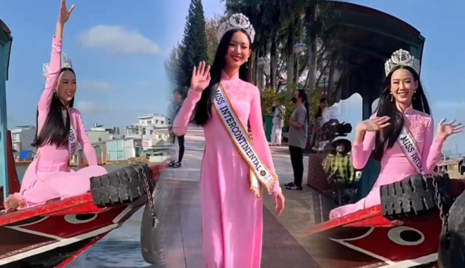 Hoa hậu Bảo Ngọc về thăm quê: Diện áo dài, dậy từ sớm để kịp chợ nổi